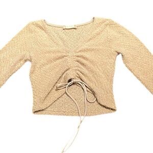 Altar'd State Tan/Cream Knit Cinch Front Top XS